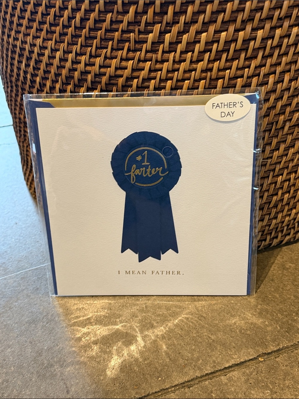 Father's Day Card #1 farter with Navy Ribbon & Gold Foil